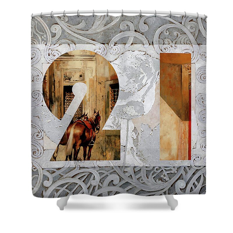 21 Shower Curtain featuring the painting 21 by Guido Borelli