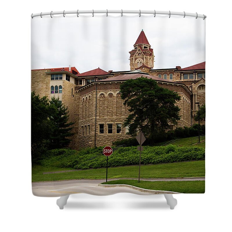 Kansas Jayhawks Shower Curtain featuring the photograph Watson Library at University of Kansas by Eldon McGraw