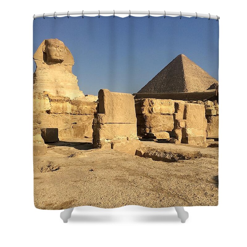 Giza Shower Curtain featuring the photograph Great Sphinx #22 by Trevor Grassi
