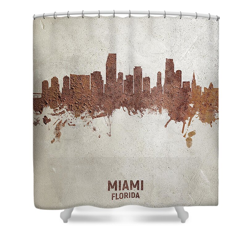 Miami Shower Curtain featuring the digital art Miami Florida Skyline #24 by Michael Tompsett