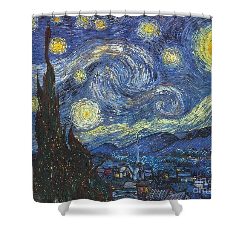 1889 Shower Curtain featuring the painting Starry Night by Vincent Van Gogh