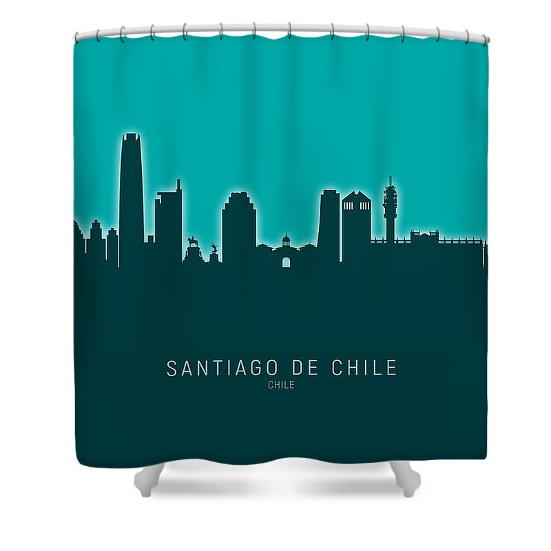 Santiago De Chile Shower Curtain featuring the digital art Santiago de Chile Skyline #26 by Michael Tompsett