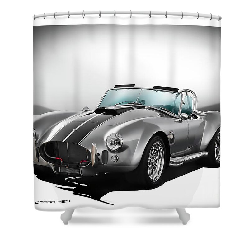 1965 Shelby Cobra 427 Shower Curtain featuring the photograph 1965 Shelby Cobra 427 'Replica' #3 by Dave Koontz
