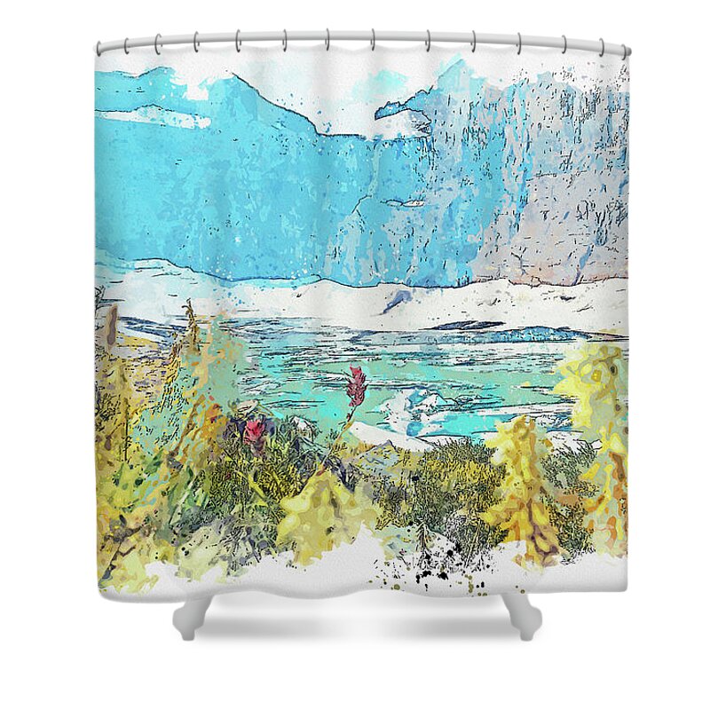 Geolgoy Shower Curtain featuring the painting 2021 by Ahmet Asar, Asar Studios #3 by Celestial Images