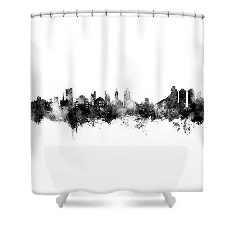 Boulder Shower Curtain featuring the digital art Boulder Colorado Skyline #3 by Michael Tompsett