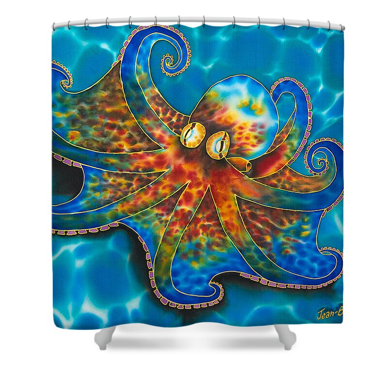 Jean-baptiste Design Shower Curtain featuring the painting Caribbean Octopus #3 by Daniel Jean-Baptiste