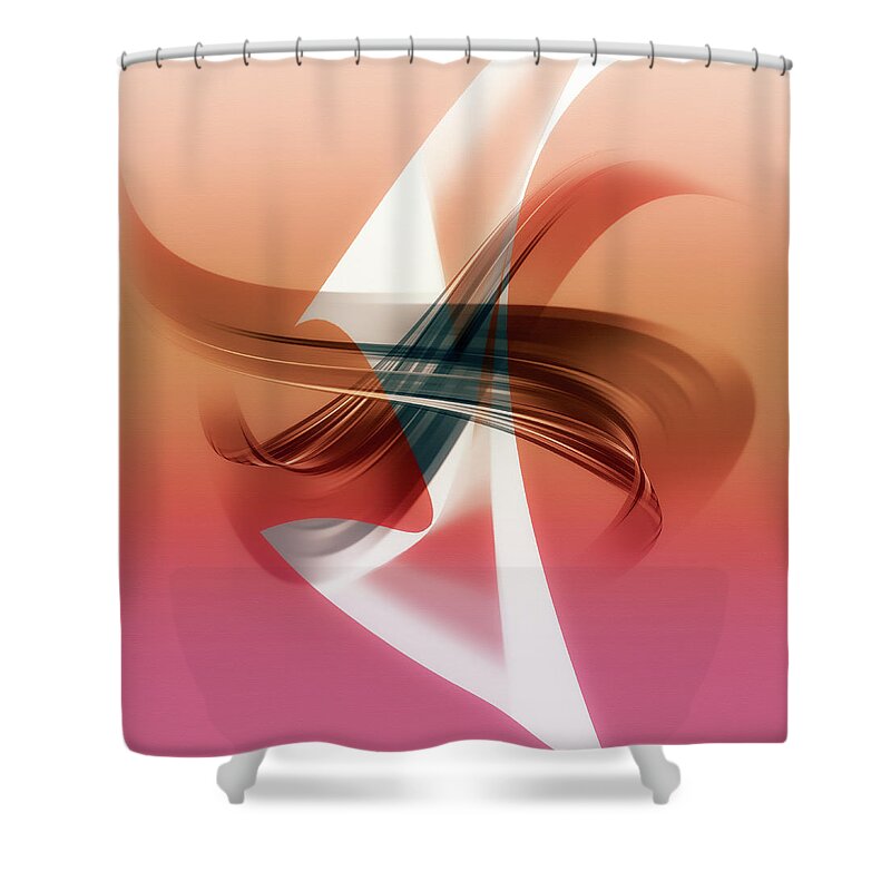 Contemporary; Original; Modern; Stylish; Colourful Shower Curtain featuring the digital art Colourful shapes by Andrew Penman