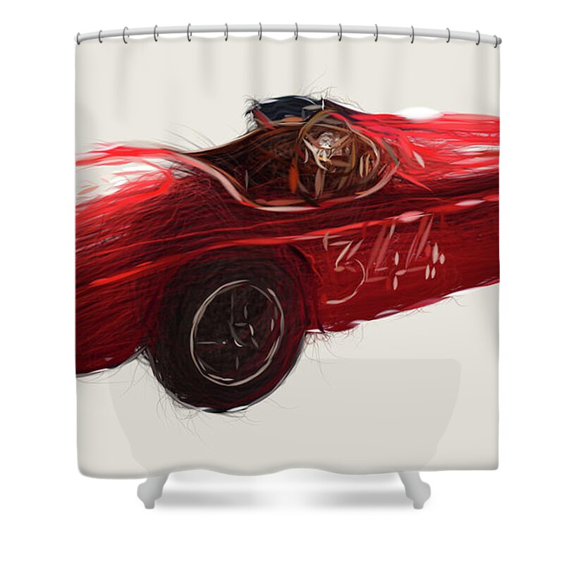 Ferrari Shower Curtain featuring the digital art Ferrari 166 MM Drawing #3 by CarsToon Concept