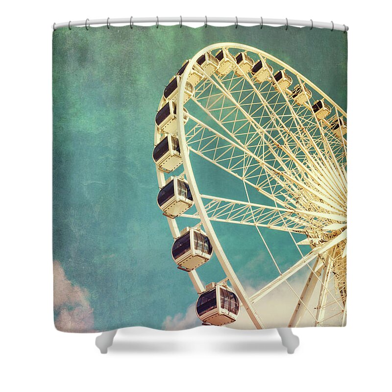 Activity Shower Curtain featuring the photograph Ferris wheel retro #3 by Jane Rix