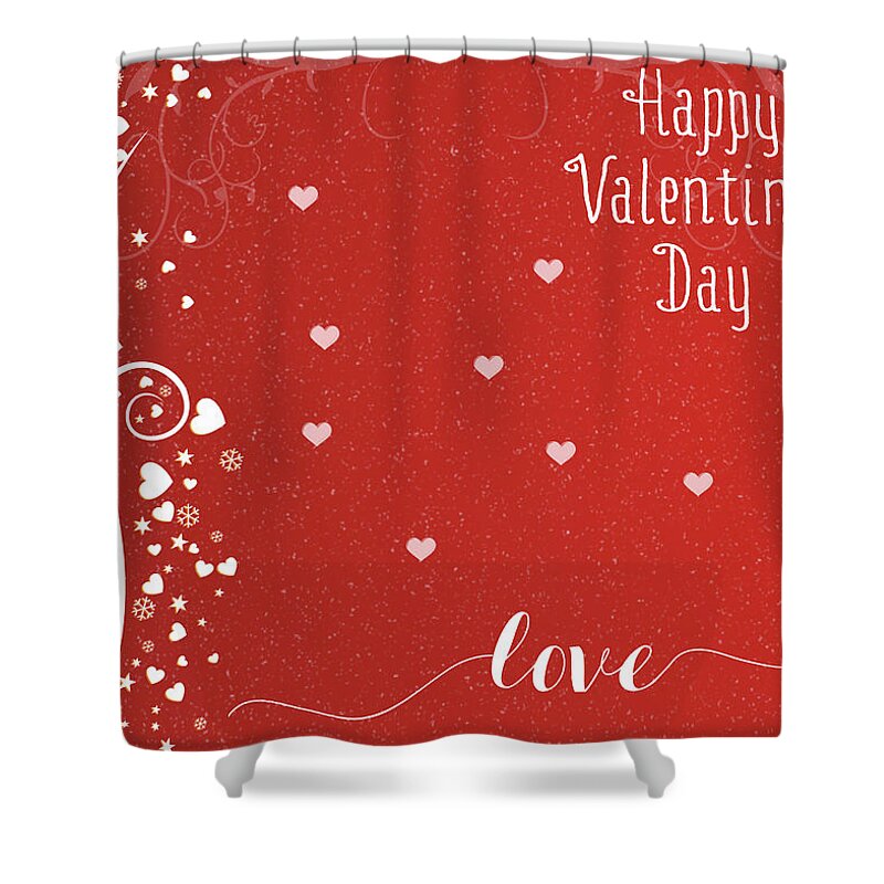 Red Shower Curtain featuring the photograph Happy Valentines Day by Cathy Kovarik