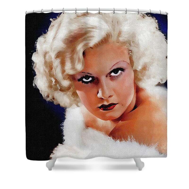 Jean Shower Curtain featuring the painting Jean Harlow #5 by Movie World Posters