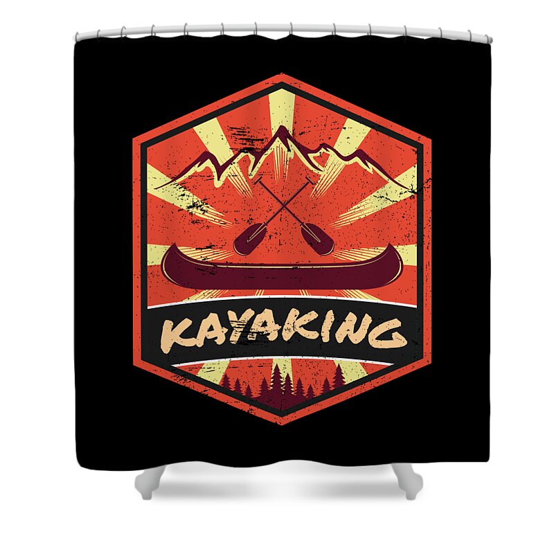 Workout Shower Curtain featuring the digital art Kayaking Propaganda Paddling Watersports #3 by Mister Tee