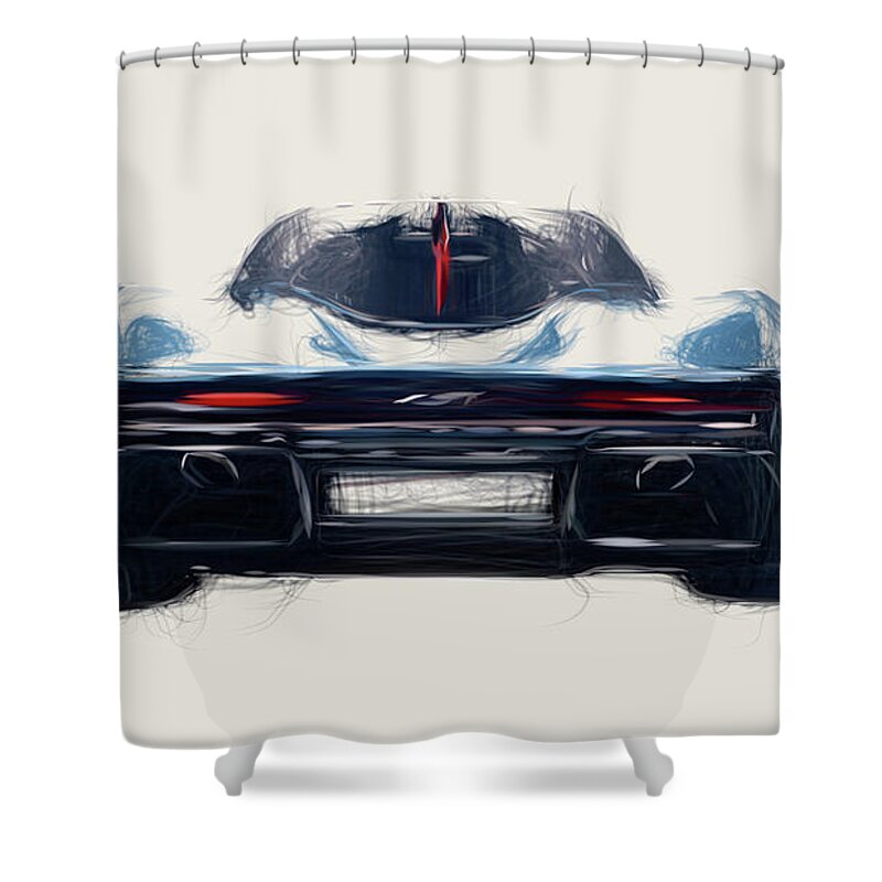 Mclaren Shower Curtain featuring the digital art McLaren Speedtail Car Drawing #3 by CarsToon Concept
