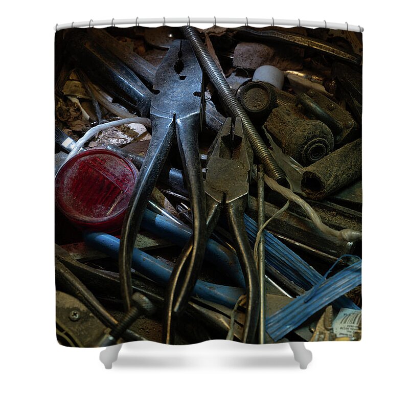 Archetecture Structure Shower Curtain featuring the photograph Memorable Junk Drawer #3 by Dennis Dame
