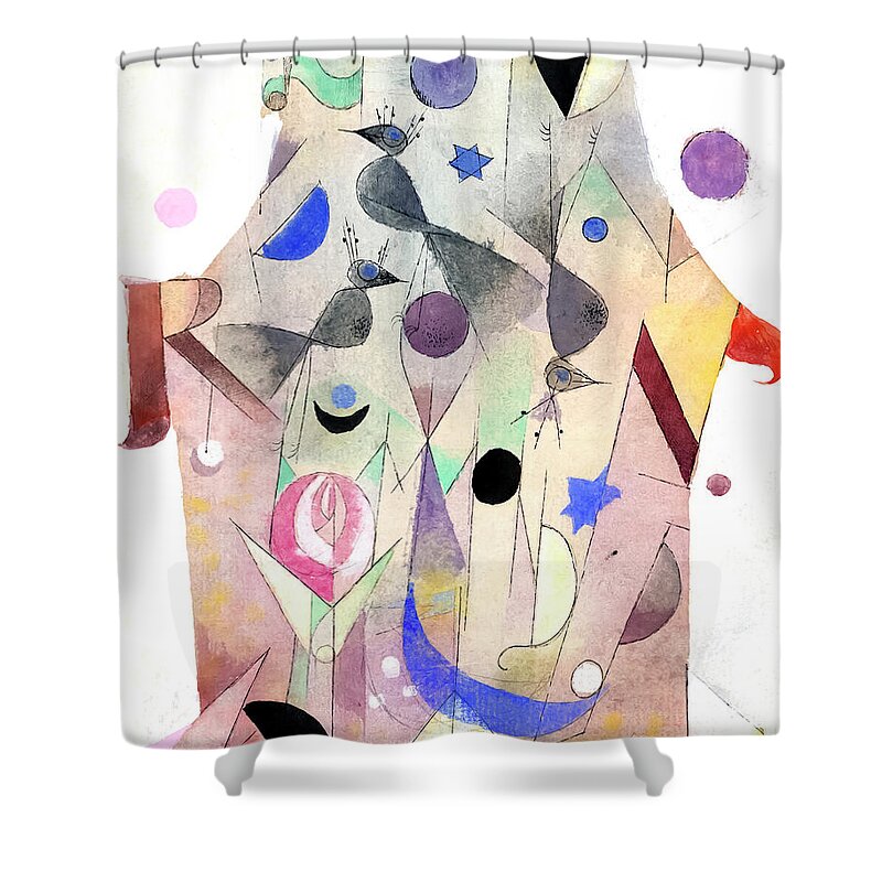 Persische Nachtigallen Shower Curtain featuring the painting Persische Nachtigallen by Paul Klee by Mango Art