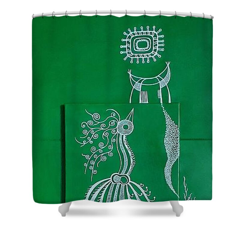 Abstract Shower Curtain featuring the painting Reaching #4 by Fei A