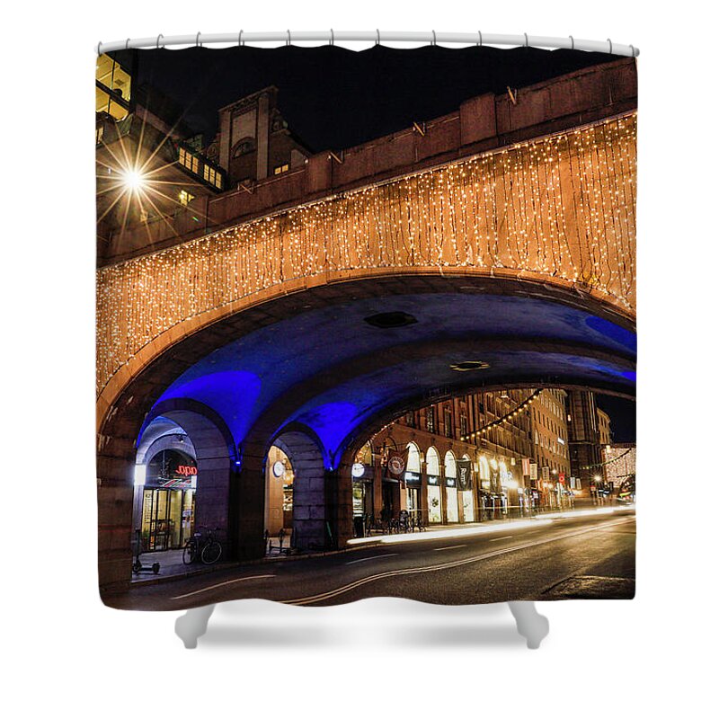 Europe Shower Curtain featuring the photograph Stockholm night #3 by Alexander Farnsworth