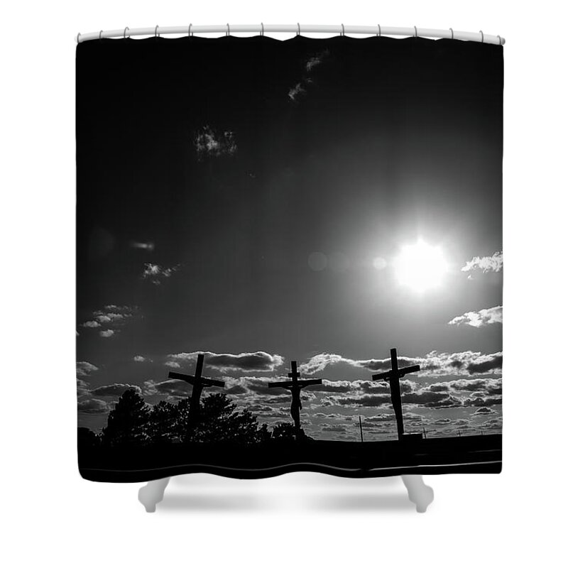 The Cross Of Our Lord Jesus Christ In Groom Texas Shower Curtain featuring the photograph The Cross of our Lord Jesus Christ in Groom Texas by Eldon McGraw