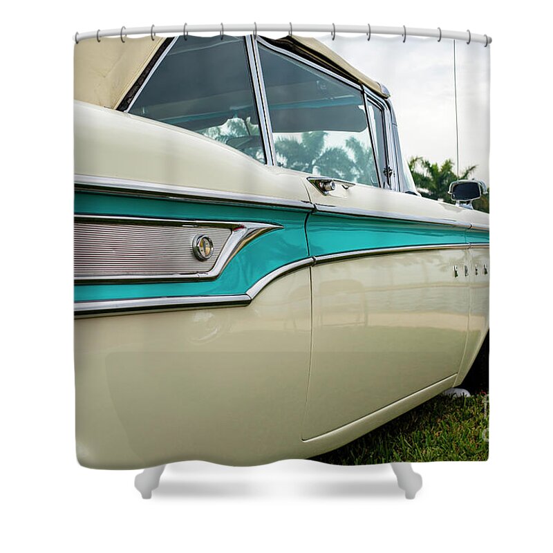 1959 Shower Curtain featuring the photograph Vintage Edsel Automobile #3 by Raul Rodriguez