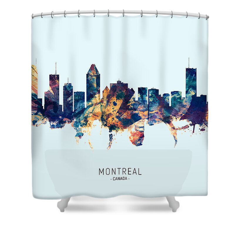 Montreal Shower Curtain featuring the digital art Montreal Canada Skyline #30 by Michael Tompsett
