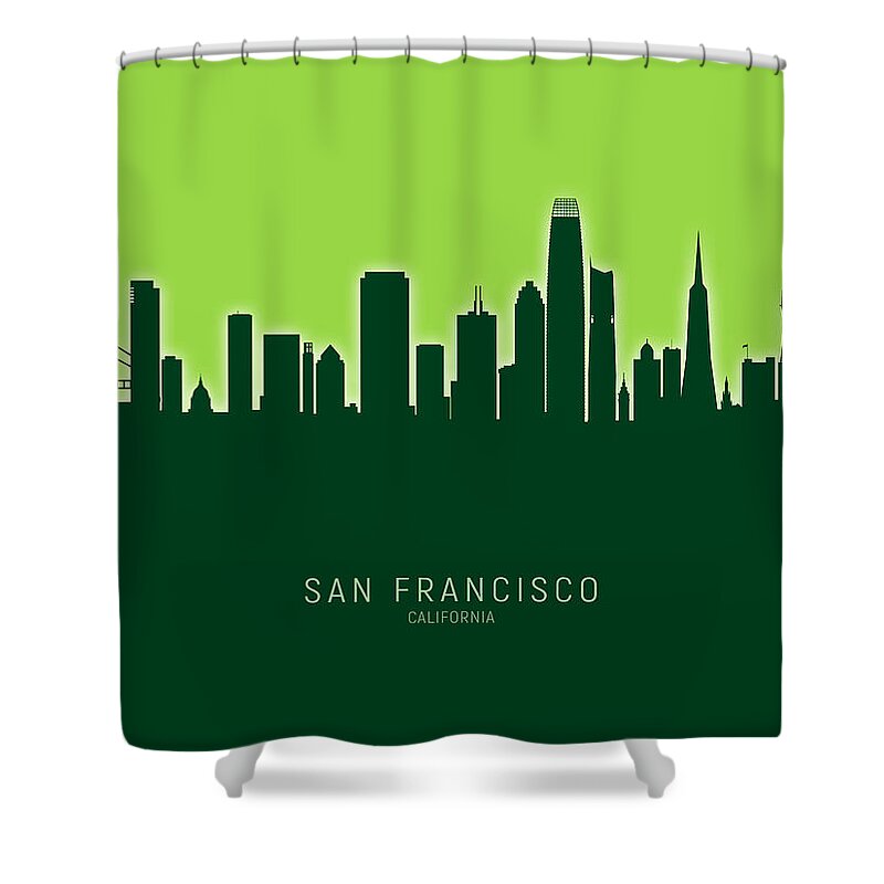 San Francisco Shower Curtain featuring the digital art San Francisco California Skyline by Michael Tompsett
