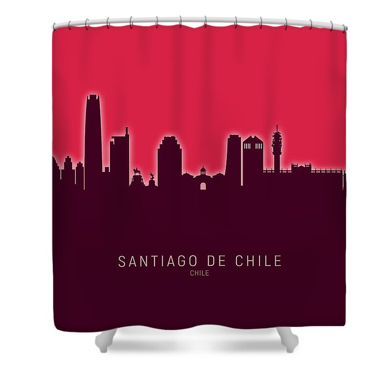 Santiago De Chile Shower Curtain featuring the digital art Santiago de Chile Skyline #31 by Michael Tompsett