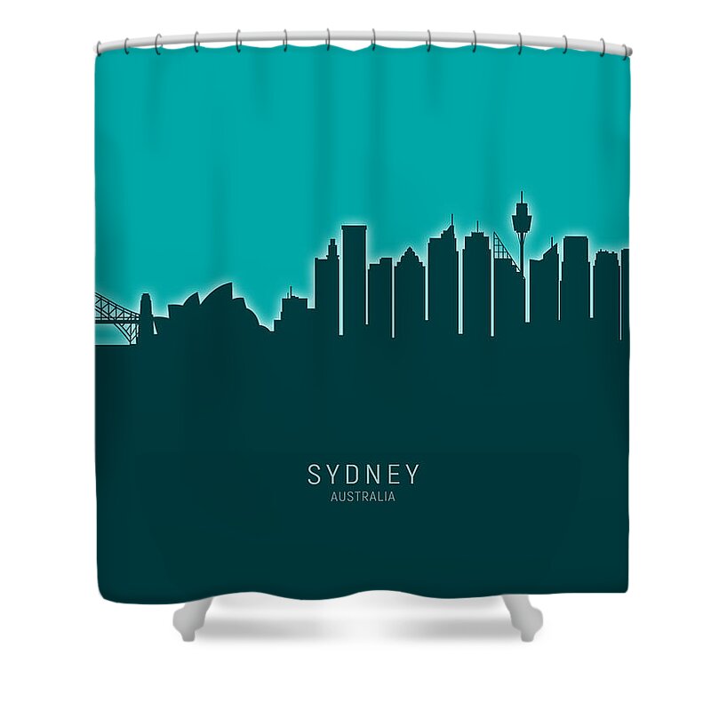 Sydney Shower Curtain featuring the digital art Sydney Australia Skyline #33 by Michael Tompsett
