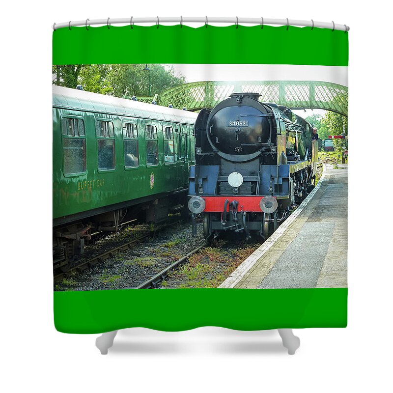 British Shower Curtain featuring the photograph 34053 Sir Keith Park Steam Locomotive by Gordon James