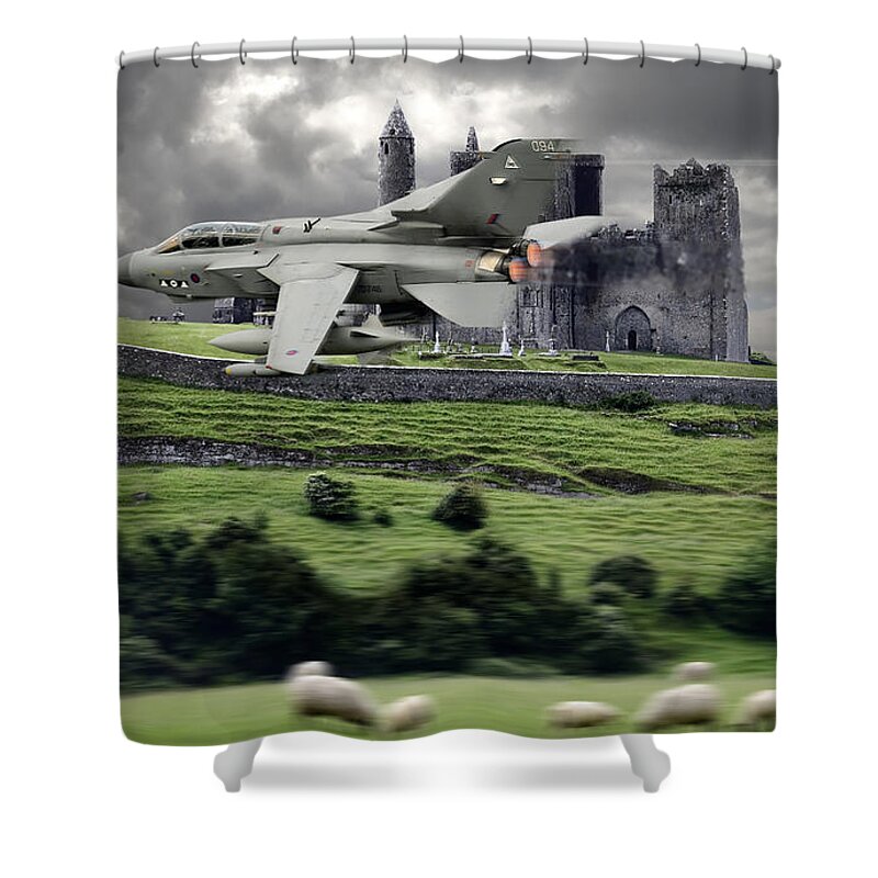 Panavia Shower Curtain featuring the digital art Tornado Over The Farm by Custom Aviation Art