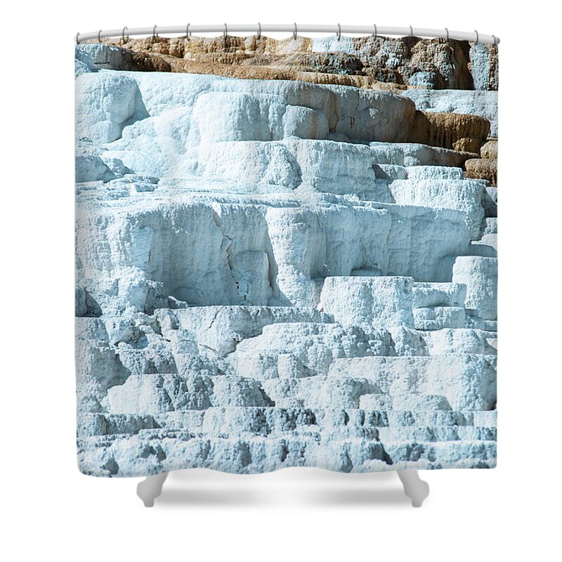  Mountains Shower Curtain featuring the photograph Travertine Terraces, Mammoth Hot Springs, Yellowstone #38 by Alex Grichenko