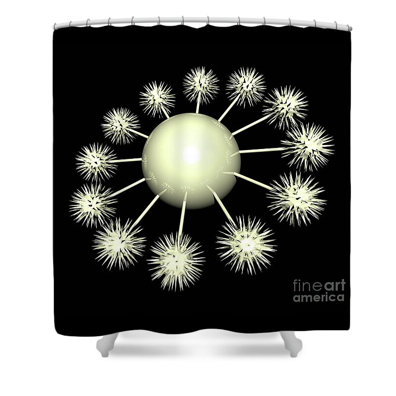 Space Shower Curtain featuring the digital art 3D Sci Fi Space Pod by Phil Perkins