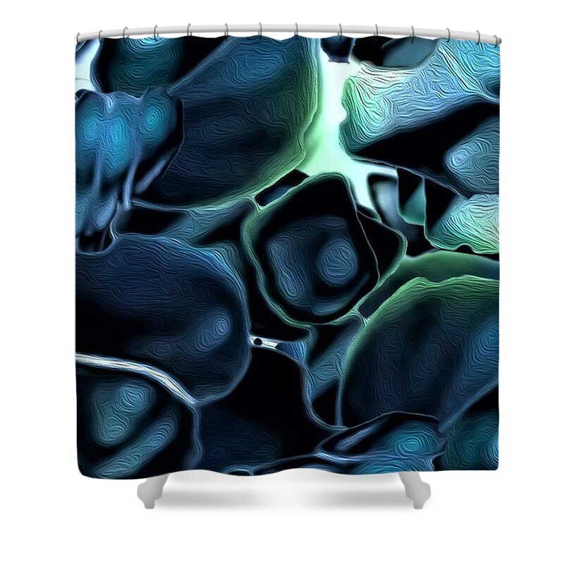 Abstract Art Shower Curtain featuring the digital art Hive #5 by Aldane Wynter