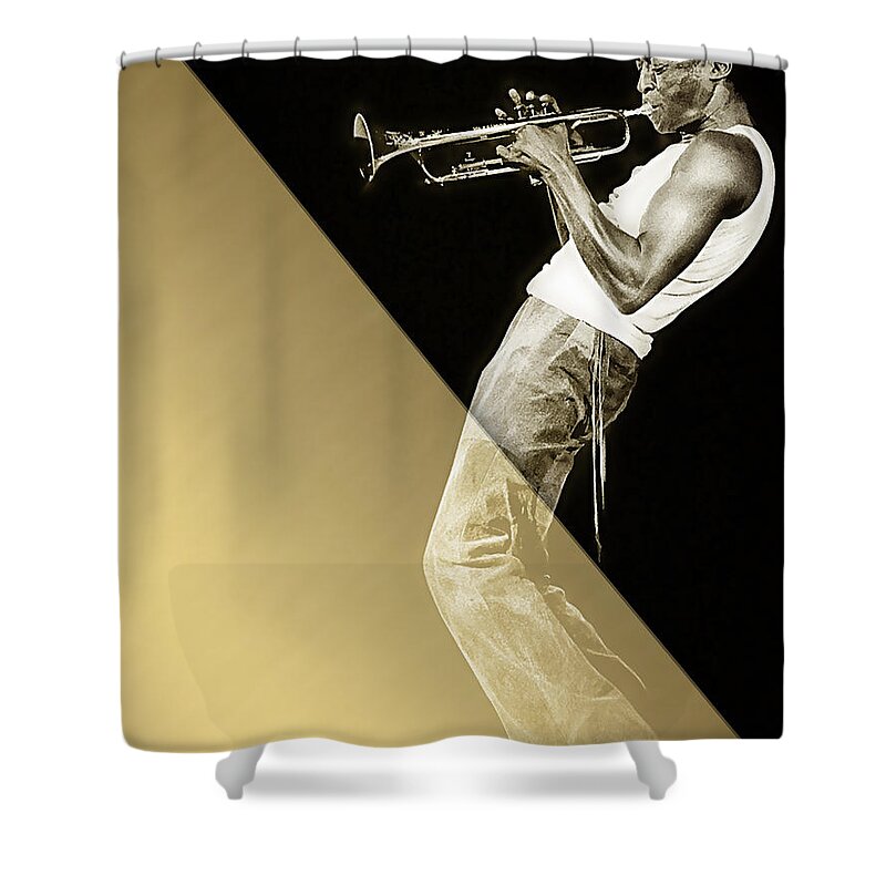 Miles Davis Shower Curtain featuring the mixed media Miles Davis Collection #4 by Marvin Blaine