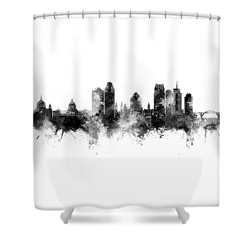 Saint Paul Shower Curtain featuring the digital art Saint Paul Minnesota Skyline by Michael Tompsett