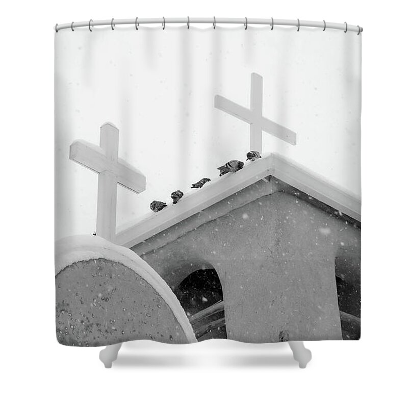 Taos Shower Curtain featuring the photograph San Francisco de Asis Mission Church #4 by Elijah Rael