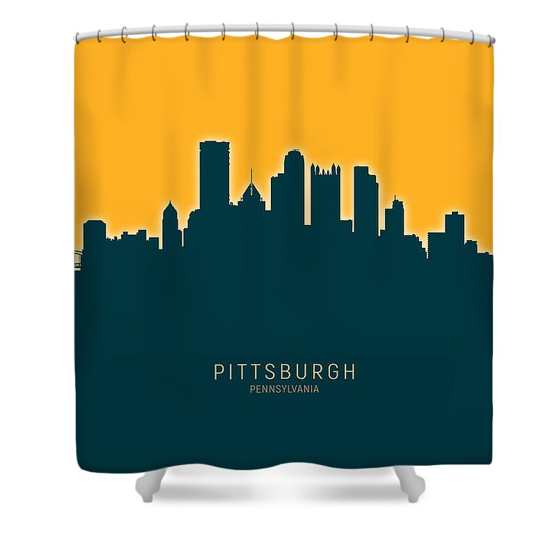 Pittsburgh Shower Curtain featuring the digital art Pittsburgh Pennsylvania Skyline #41 by Michael Tompsett