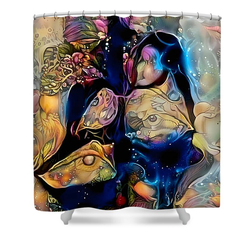 Contemporary Art Shower Curtain featuring the digital art 43 by Jeremiah Ray