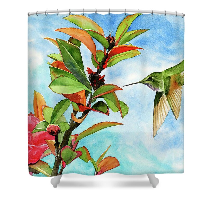 Placer Arts Shower Curtain featuring the painting #434 Flight #434 by William Lum