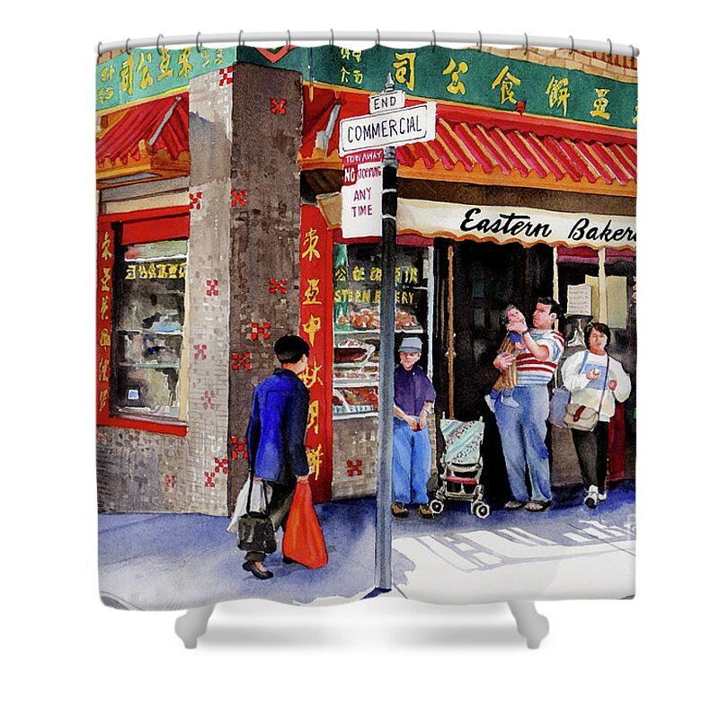 Roseville Artist Shower Curtain featuring the painting #449 Memory #449 by William Lum