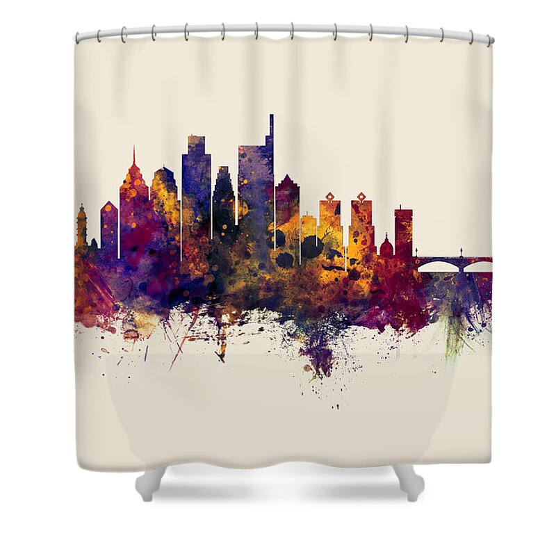 Philadelphia Shower Curtain featuring the digital art Philadelphia Pennsylvania Skyline #45 by Michael Tompsett