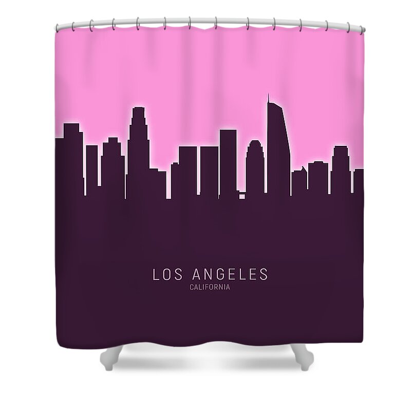 Los Angeles Shower Curtain featuring the digital art Los Angeles California Skyline #46 by Michael Tompsett