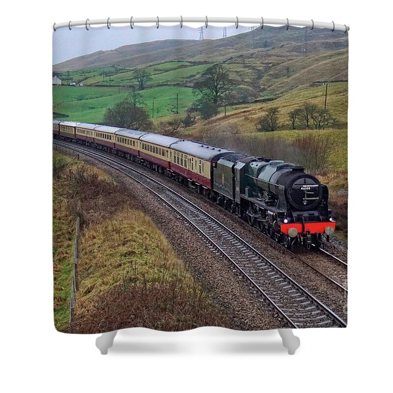 Steam Shower Curtain featuring the photograph 46100 Royal Scot at Copy Pit by David Birchall
