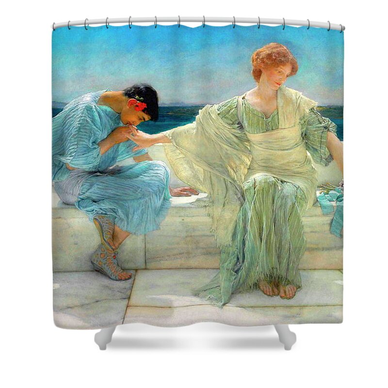 Ask Me No More Shower Curtain featuring the painting Ask me no more #5 by Lawrence Alma-Tadema