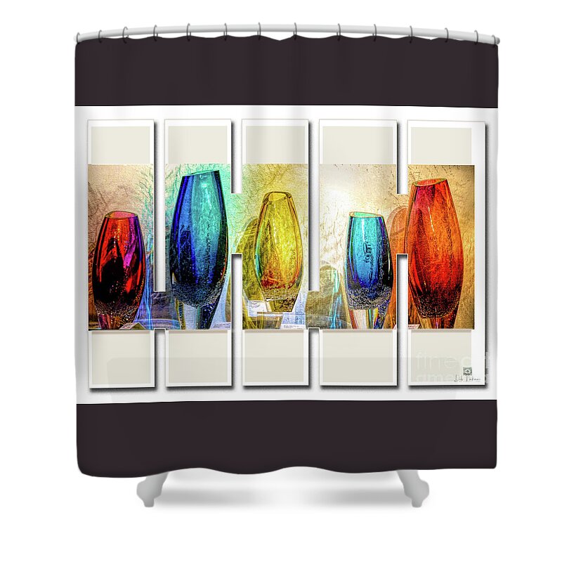 Glass Shower Curtain featuring the digital art 5 Glasses by Deb Nakano
