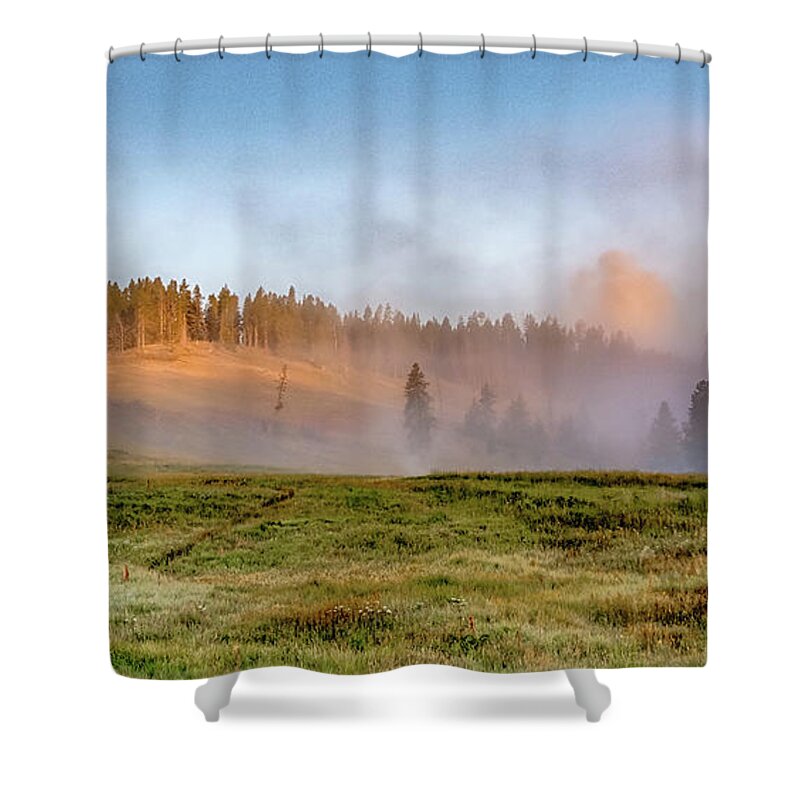 Power Generation Shower Curtain featuring the photograph Hayden Valley, Yellowstone National Park #5 by Alex Grichenko
