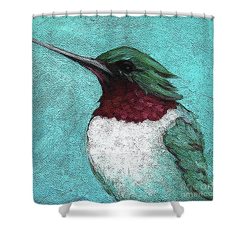 Bird Shower Curtain featuring the painting 5 Humming Bird by Victoria Page