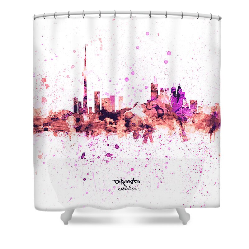Toronto Shower Curtain featuring the digital art Toronto Canada Skyline #51 by Michael Tompsett