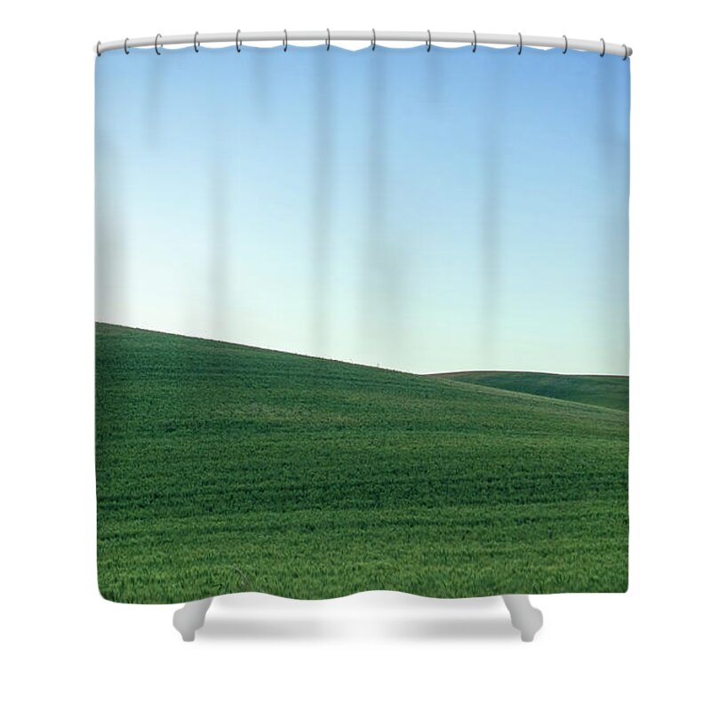 Scenery Shower Curtain featuring the photograph Magical wheat farm fields in palouse washington #54 by Alex Grichenko
