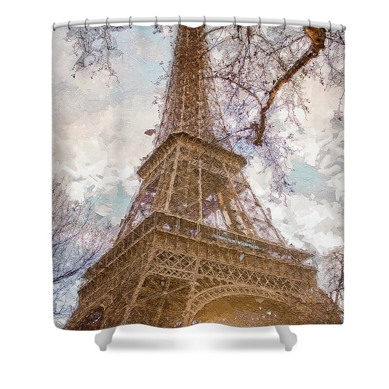 Paris Shower Curtain featuring the digital art Paris is Forever #57 by TintoDesigns