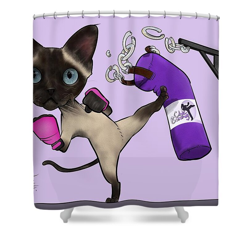 5987 Shower Curtain featuring the drawing 5987 Lechten by Canine Caricatures By John LaFree
